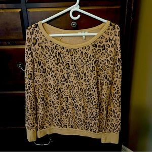 Joie Cheetah Print Raglan Sweatshirt Size L